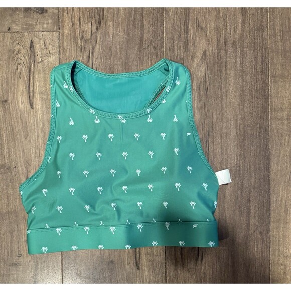 NWT Fabletics Green/White Trinity High-Impact Sports Bra Women’s Sz M - Picture 1 of 6